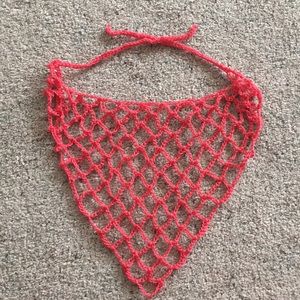 HAND CRAFTED Bandana Scarf Kerchief Crochet Pink